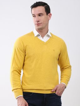 Monte Carlo - Men V-Neck Full Sleeves Sweater - Yellow