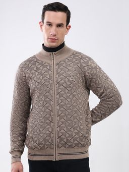 Monte Carlo - Men Mock Neck Full Sleeves Jacket - Beige