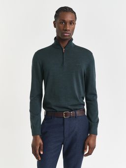 GANT - Mens Green Half Zip Merino Wool Jacket
