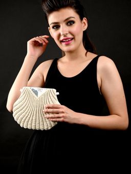Odette - White Embellished Clutch