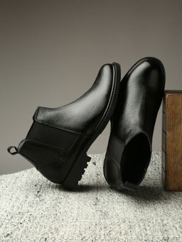 Louis Stitch - Black Italian Leather Stylish Handcrafted Chelsea Boots for Men