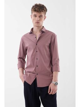Snitch - Mauve Solid Full Sleeves Slim Casual Shirt