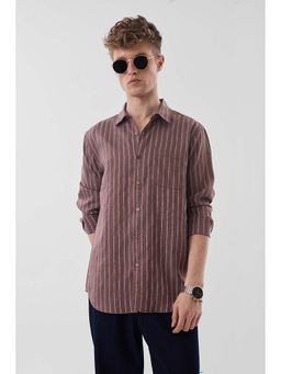 Snitch - Brown Stripes Full Sleeves Slim Casual Shirt