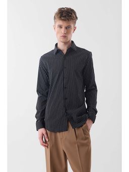 Snitch - Black Stripes Slim Casual Shirt