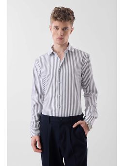 Snitch - White Stripes Full Sleeves Slim Casual Shirt