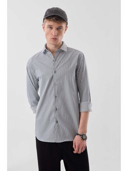 Snitch - Grey Stripes Full Sleeves Slim Casual Shirt
