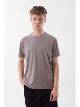 Snitch - Grey Solid Half Sleeves Slim Casual T-shirt