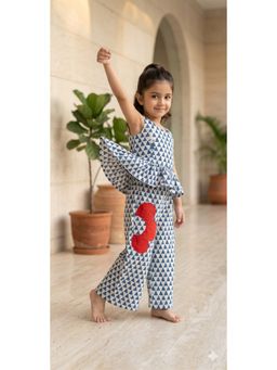 Cord Of Love - Girls Blue Cotton Top with Pant