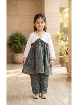 Cord Of Love - Girls Teal Cotton Kurta with Pant