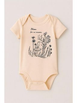 Bloom Up - Unisex Beige Cotton Bodysuit