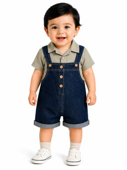 Bloom Up - Boys Multi-colour Cotton Polo T-shirt with Playsuit