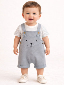 Bloom Up - Boys Multi-colour Cotton T-shirt with Playsuit