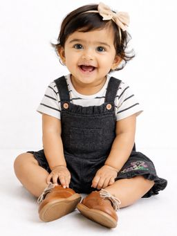 Bloom Up - Girls Multi-colour Cotton T-shirt with Playsuit