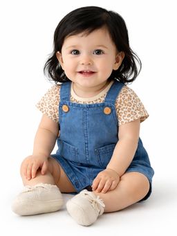Bloom Up - Girls Multi-colour Cotton T-shirt with Playsuit