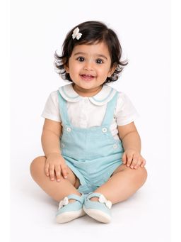 Bloom Up - Unisex Blue Cotton Shirt with Playsuit