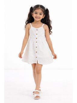 Bloom Up - Girls White Cotton Dress