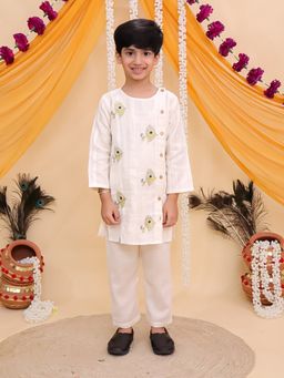 The Mom Store - Boys White Cotton Kurta with Pyjama