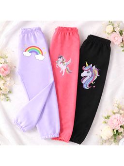 Googo Gaaga - Girls Multi-Colour Cotton Joggers (Pack of 3)