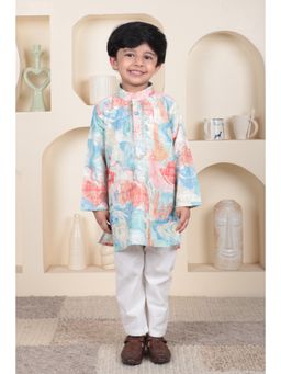 Polka Tots - Boys Peach Cotton Kurta with Pyjama