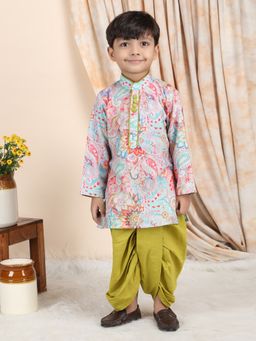Polka Tots - Boys Multi-Color Cotton Kurta with Dhoti