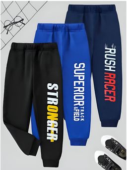 Googo Gaaga - Boys Multi-Colour Cotton Joggers (Pack of 3)