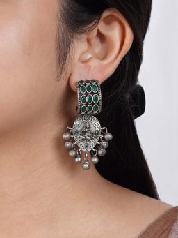 Teejh - Ainaaz Silver Oxidised Stone Earring
