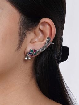 Teejh - Gahez Multi-Colored Silver Oxidised Earrings