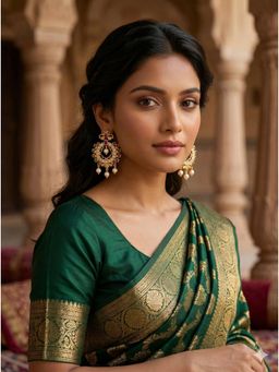 Adwitiya - Multi-Color Antique Gold Multicolor Stone Earrings with Pearl Drops