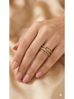 Adwitiya - White Gold Multi-Layer Criss-Cross Adjustable Ring