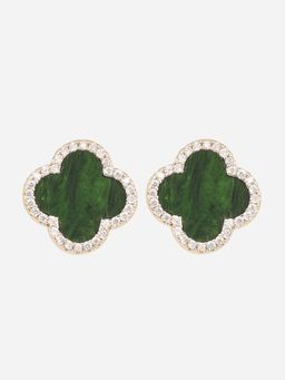 MINJI AND CO. - Gold Plated Green Onyx Cz Stud Earrings Minimal Anti Tarnish Push Back