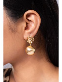 MINJI AND CO. - Gold Plated Metal Ball Drop Earrings Modern Anti Tarnish Push Back