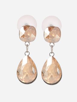 MINJI AND CO. - Gold Silver Plated Champagne Cz Drop Earrings Minimal Anti Tarnish