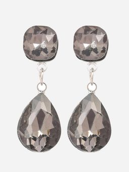 MINJI AND CO. - Silver Plated Black Cz Drop Earrings Minimal Anti Tarnish