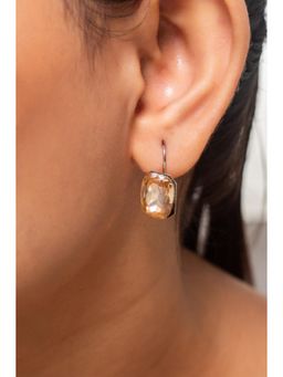 MINJI AND CO. - Gold Silver Plated Champagne Cz Drop Earrings Fish Hook Anti Tarnish