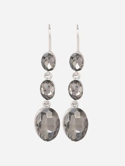 MINJI AND CO. - Silver Plated Three Drop Cz Earrings Black Anti Tarnish