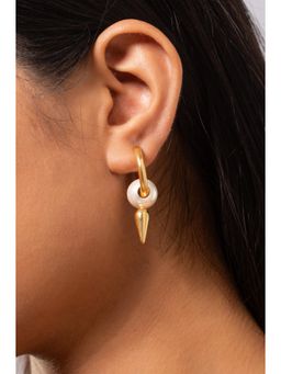 MINJI AND CO. - Multi-Color Gold Plated Shell Pearl Drop Earrings Elegant Anti Tarnish