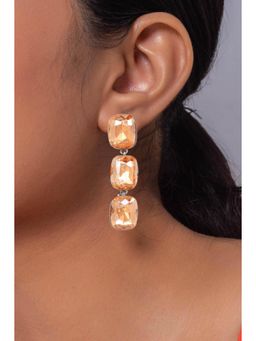 MINJI AND CO. - Gold Silver Plated Three Drop Cz Earrings Champagne Minimal