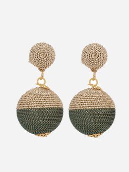 MINJI AND CO. - Green Gold Plated Threader Chain Earrings Designer Anti Tarnish