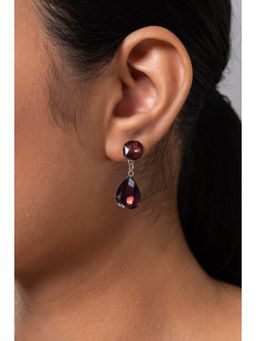 MINJI AND CO. - Silver Plated Red Cz Drop Earrings Minimal Anti Tarnish