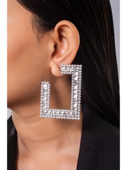 MINJI AND CO. - White Silver Plated Cz Pearl Earrings Statement Anti Tarnish