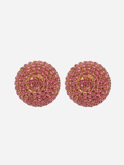 MINJI AND CO. - Pink Gold Plated Cz Stud Earrings Classic Anti Tarnish
