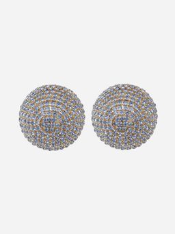 MINJI AND CO. - Blue Gold Plated Cz Stud Earrings Premium Anti Tarnish
