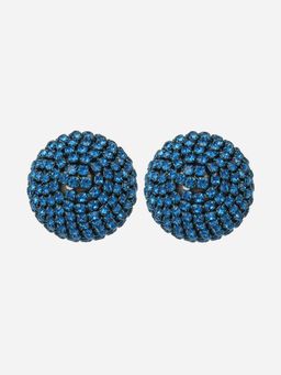 MINJI AND CO. - Teal Gold Plated Cz Stud Earrings Classic Anti Tarnish