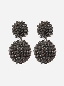 MINJI AND CO. - Black Gold Plated Glass Stone Drop Earrings Elegant Anti Tarnish