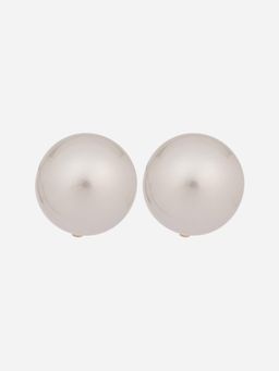MINJI AND CO. - White Gold Plated Shell Pearl Stud Earrings Premium