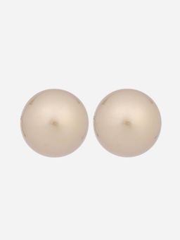 MINJI AND CO. - Off White Gold Plated Shell Pearl Stud Earrings Classic