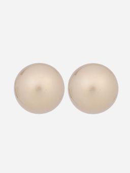 MINJI AND CO. - Off White Gold Plated Shell Pearl Stud Earrings Elegant