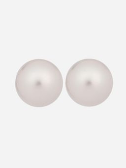 MINJI AND CO. - Silver Gold Plated Shell Pearl Stud Earrings Elegant