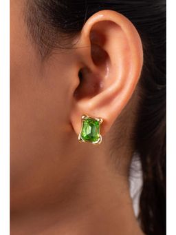MINJI AND CO. - Silver Plated Green Cz Drop Earrings Minimal Anti Tarnish