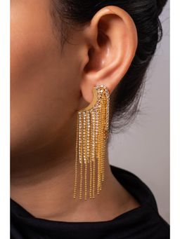 MINJI AND CO. - White Gold Plated Long Cz Statement Earrings Anti Tarnish